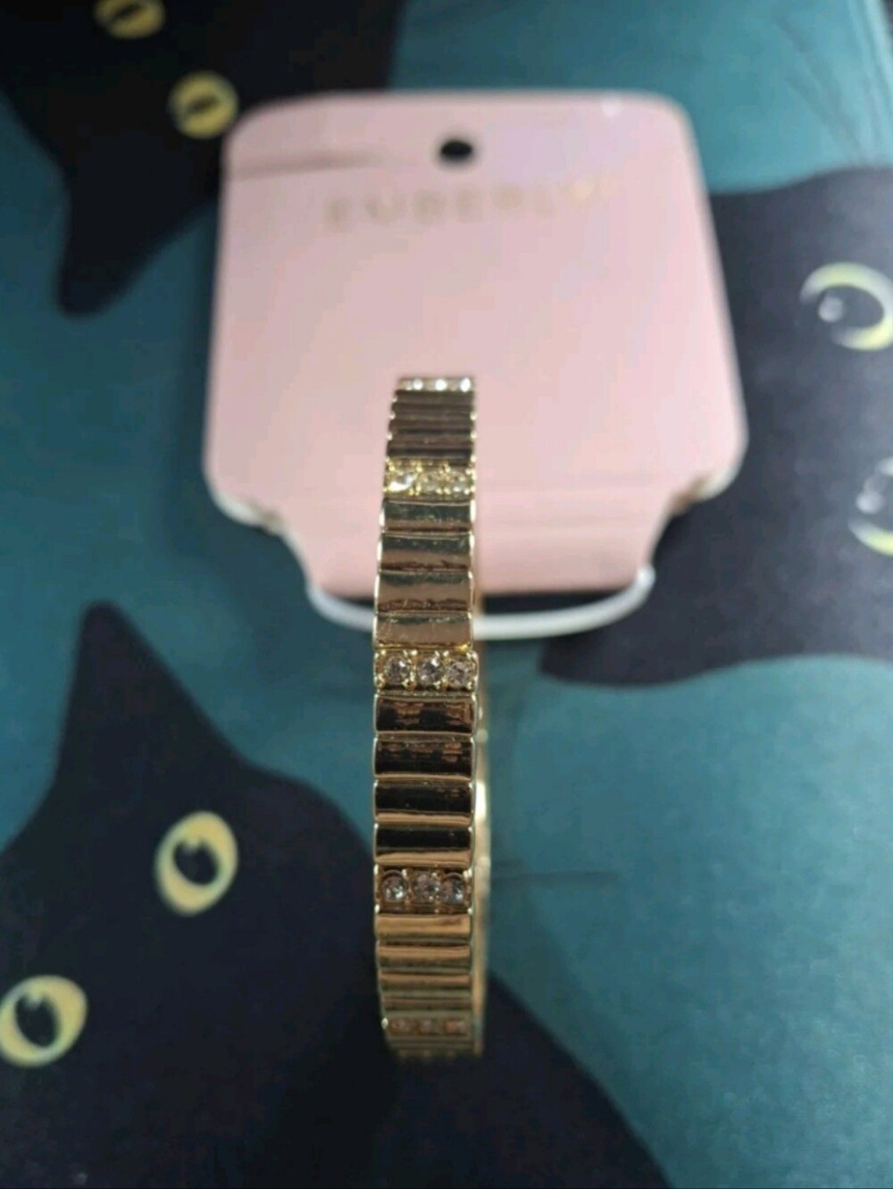 Emberly Gold Tone Stretch Bracelet with Clear Crystals